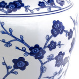 Blue garden white cherry blossom podium stool
