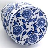 Blue Garden Begonia Porcelain Stool – Hand-Painted Indoor/Outdoor Accent