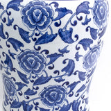 Blue Garden Begonia Porcelain Stool – Hand-Painted Indoor/Outdoor Accent