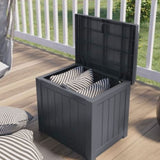 Suncast 22 Gal Outdoor Patio Small Deck Box W/Storage Seat, Cyberspace (3 Pack)