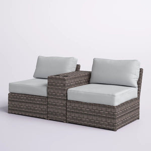 Weather Resistant Wicker Conversation Set with Cushions – Dark Brown or Dark Gray