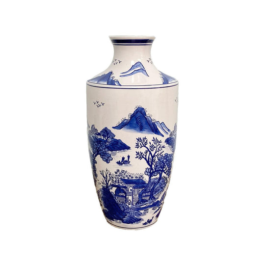 Blue garden mountain landscape vase