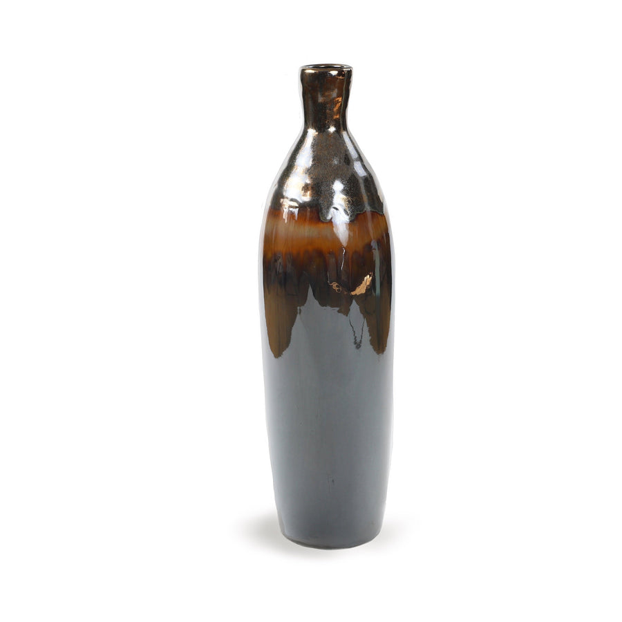 Claybarn Patina Stoneware Bottle Vase – 20.5" Tall -earthy brown