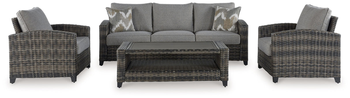 Oasis Court - Sofa, Chairs, Table Set (Set of 4) - Gray