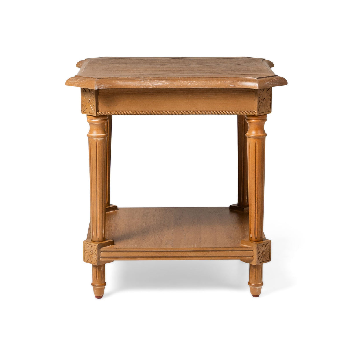Maven Lane Pullman Traditional Square Wooden Side Table, Antiqued Natural Finish