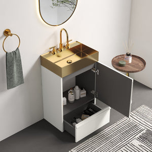 Gada 20" Striped Velvet Bathroom Vanity