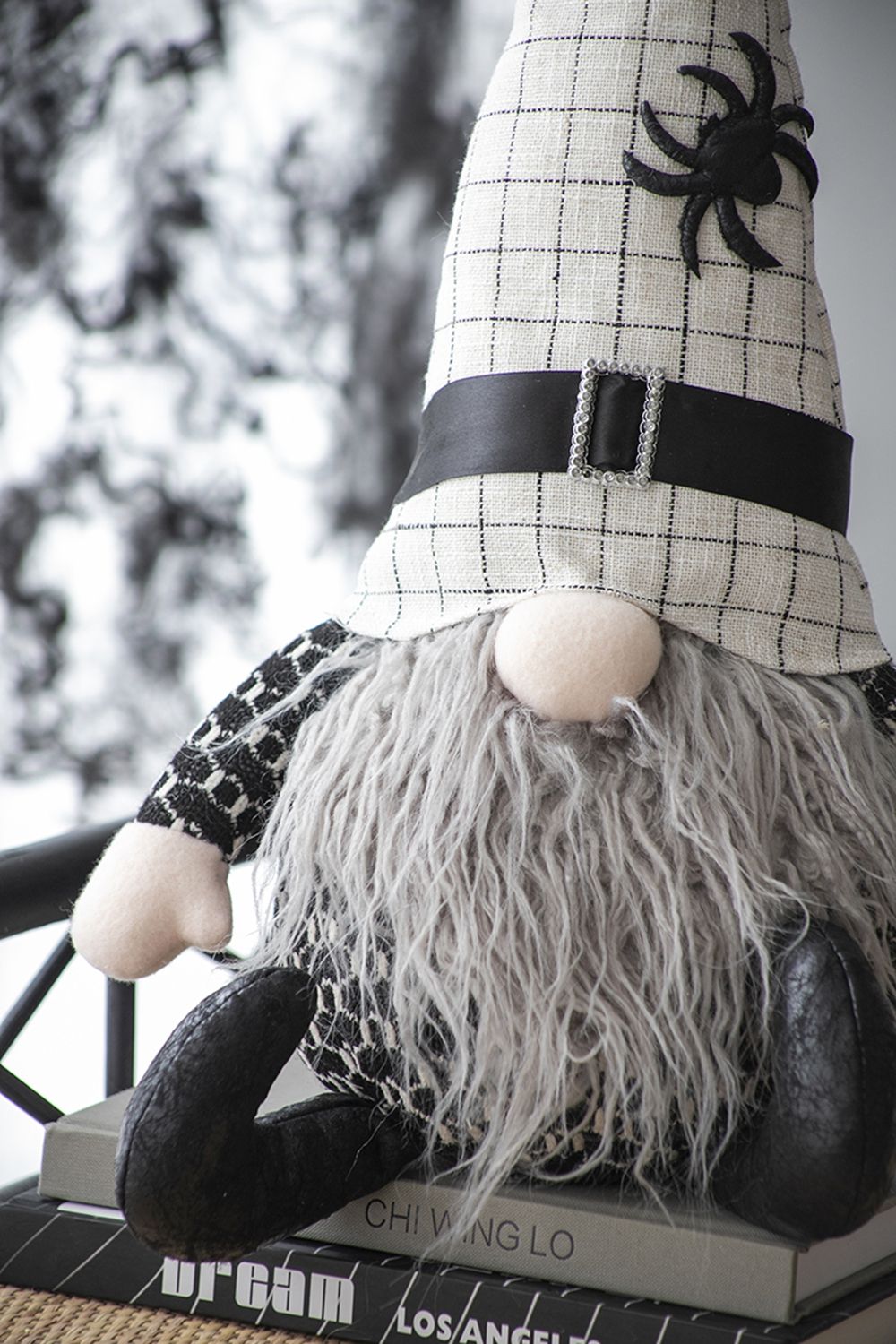 Sitting Gnome With Hat Spider, For Halloween Decor