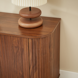 Sideboard Storage Cabinet TV Stand with Wave Pattern in Walnut