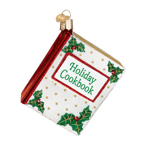 Christmas Cookbook Glass Holiday Ornament