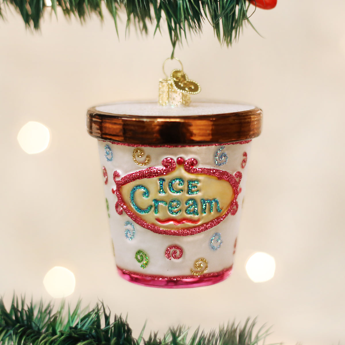 Ice Cream Carton Glass Ornament by Old World Christmas
