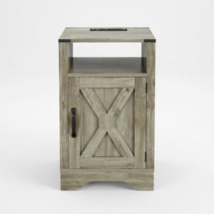 Farmhouse Nightstand, Charging Station & Storage