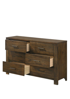 Merrilee Oak Dresser with Six Spacious Drawers - Dark Brown