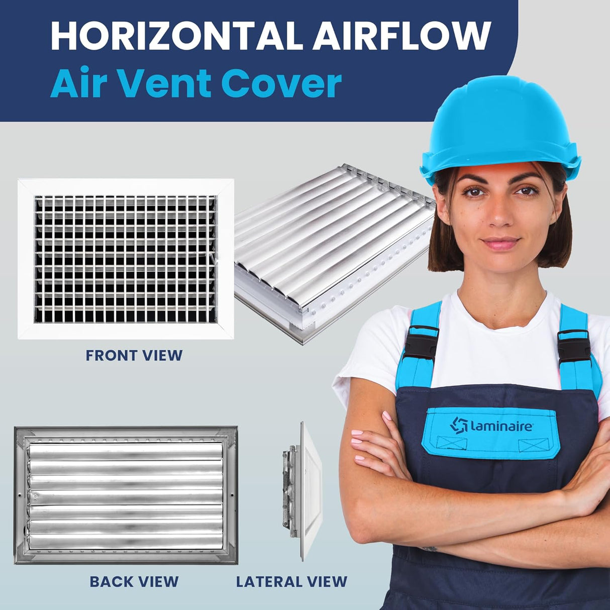AC Register Vent Cover 14X10 Inch - Adjustable Aluminum HVAC Grille