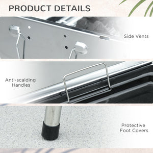 Outsunny Charcoal Grill Stainless Steel Portable Folding BBQ