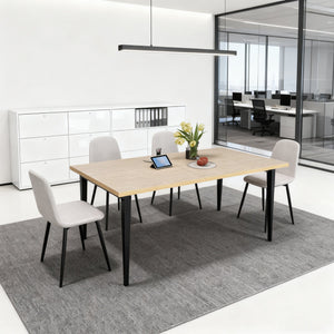 63-inch Modern Dining Table with Wooden Tabletop and Rust-Resistant Iron Legs