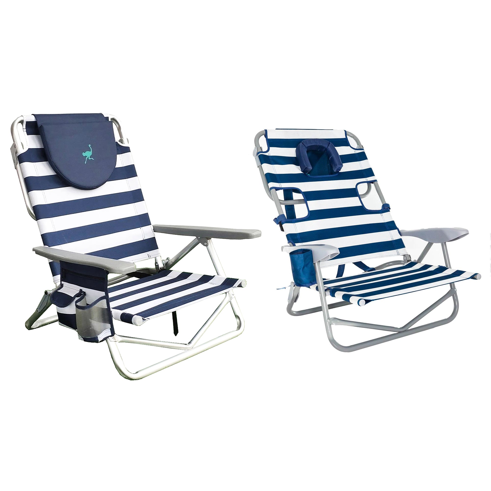 Ostrich-on-Your-Back-Sand-Chair-and-on-Your-Back-Sand-Beach-Chair,-Striped-Blue-Chairs-&-Seating