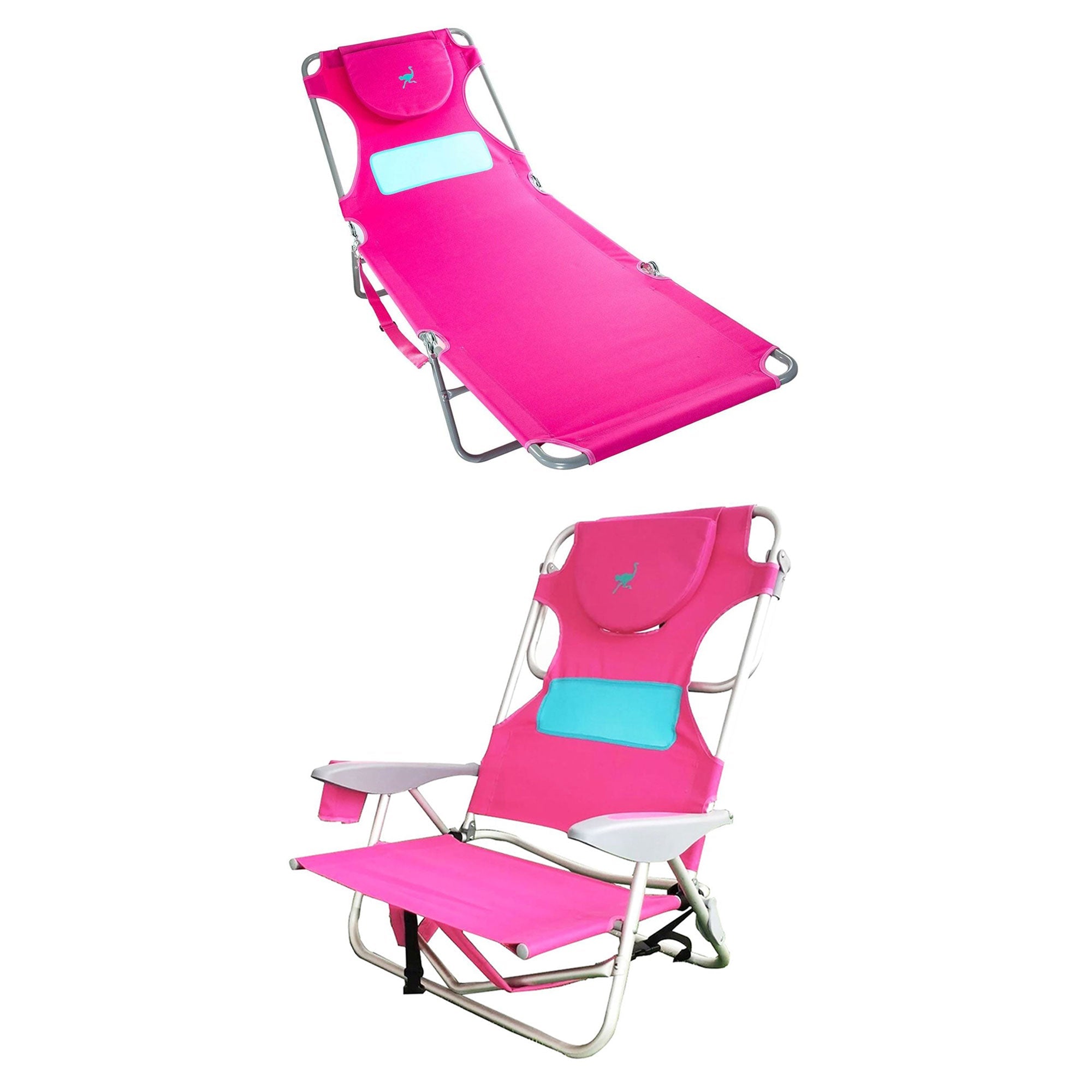 Ostrich-Ladies-Comfort-Lounger-Face-Down-Beach-Chair-&-on-Your-Back-Chair,-Pink-Chairs-&-Seating