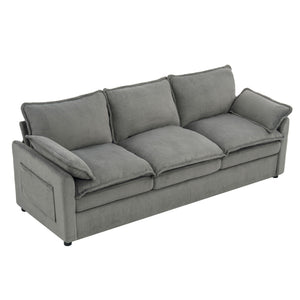 Modern 3 Seater Sofa With Side Storage Pockets For Living Room