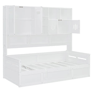 Daybed With All-In-One Cabinet And Shelf