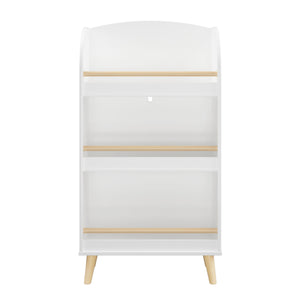 White 3-Tier Bookshelf with Toy Storage - MDF & Pine Construction