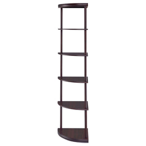 Corner Bookcase With 5 Shelves, Compact Design For Living Room - Cappuccino