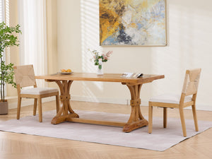 Mid-Century Modern Rope Rattan Dining Chairs Set of 2