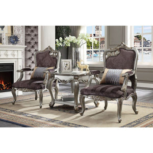 Picardy - Chair With Pillow Rf Leaf) - Velvet & Antique Platinum