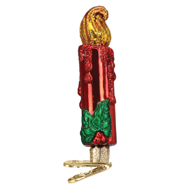Red Clip-On Candle Ornament 4 x 1.25 x 1 Inches