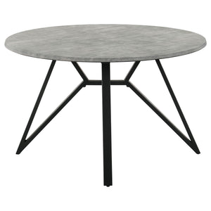 Vellux - 5 Piece Round Dining Table Set With Concrete Top Upholstered Chairs - Gunmetal