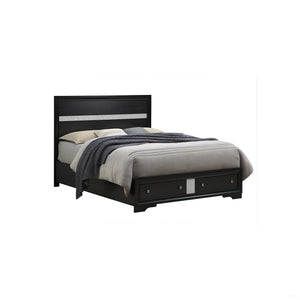 Madrid - Queen Bed With Storage Drawers And Nickel Handles - Black