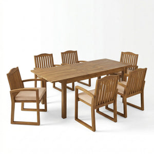 7 Pieces Acacia Wood Outdoor Dining Set
