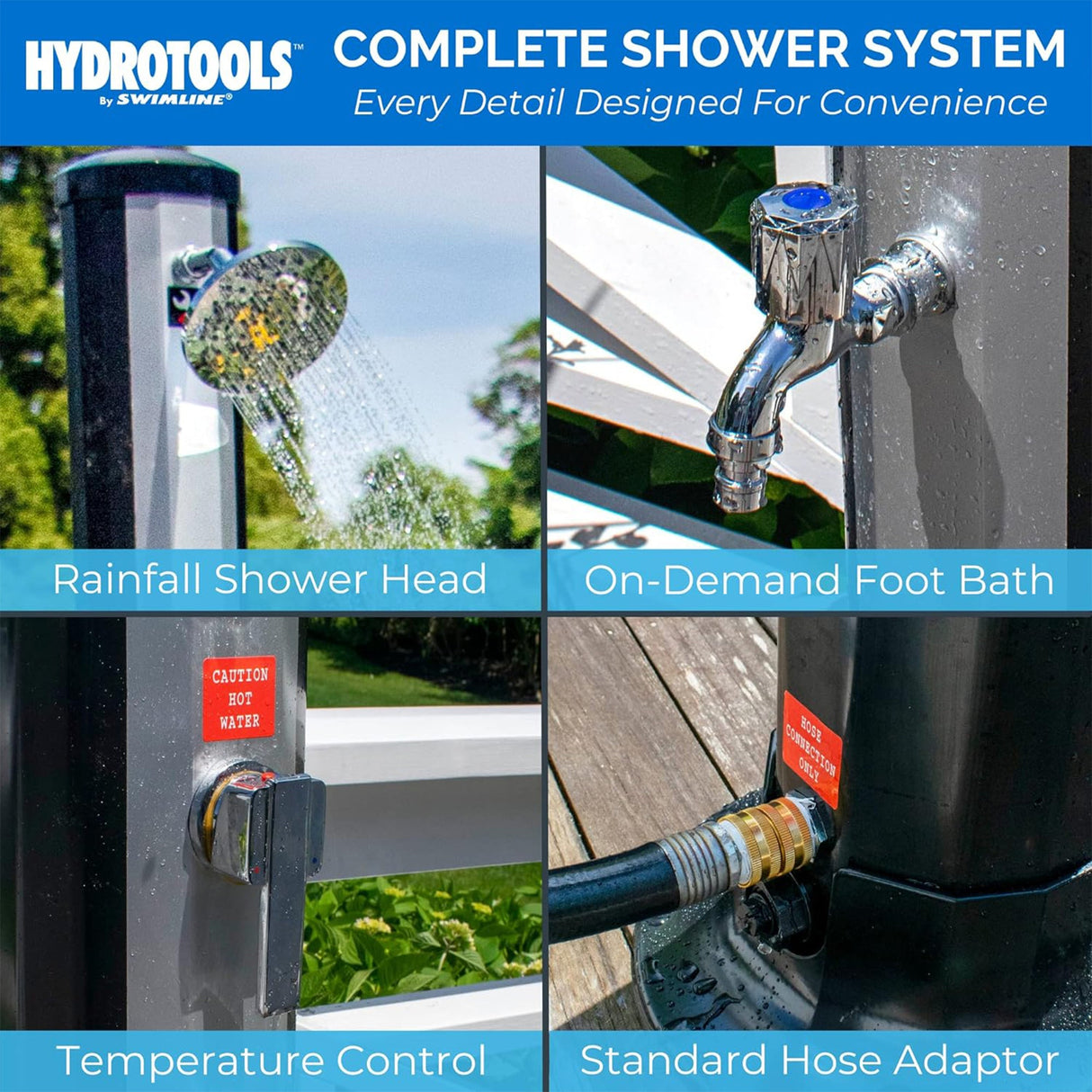 Swimline HydroTools Niagara Rainfall 7 Foot Adjustable Outdoor Solar Shower