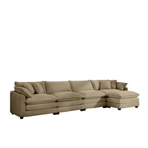 Modern Modular Cushion Sofa Set with Ottoman - Fabric, Multiple Colors
