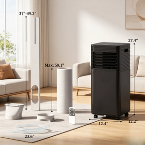 Modern Mobile Air Conditioner with Wheels - Black