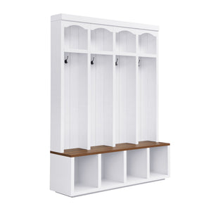 Entryway Hall Tree With Bench, 4 Hooks & Open Storage Space