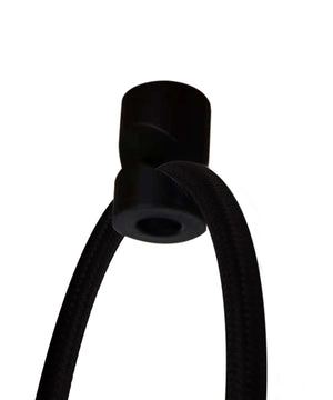 2 Light Swag Plug-In Pendant 16"w Light Oatmeal Linen Drum with Diffuser, Black Cord