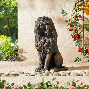 20.5" Lion Statue - Resin Outdoor Guardian Sculpture