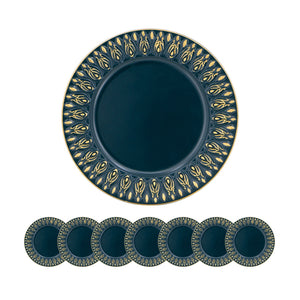Elegant Plastic Charger Plate Set of 8 - 14" Round - Blue or Light Blue