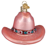 Cowgirl Hat Ornament Pink Sparkly Brim