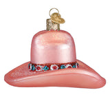 Cowgirl Hat Ornament Pink Sparkly Brim