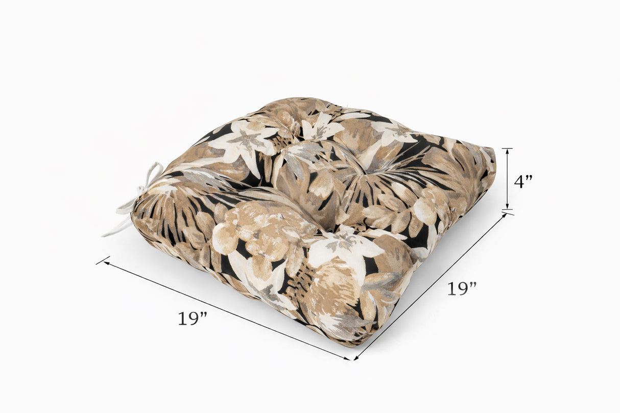 Outdoor Chair Cushions Set of 2, 19 x 19 x 4 Inch Tufted Seat Cushions