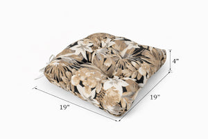 Outdoor Chair Cushions Set of 2, 19 x 19 x 4 Inch Tufted Seat Cushions