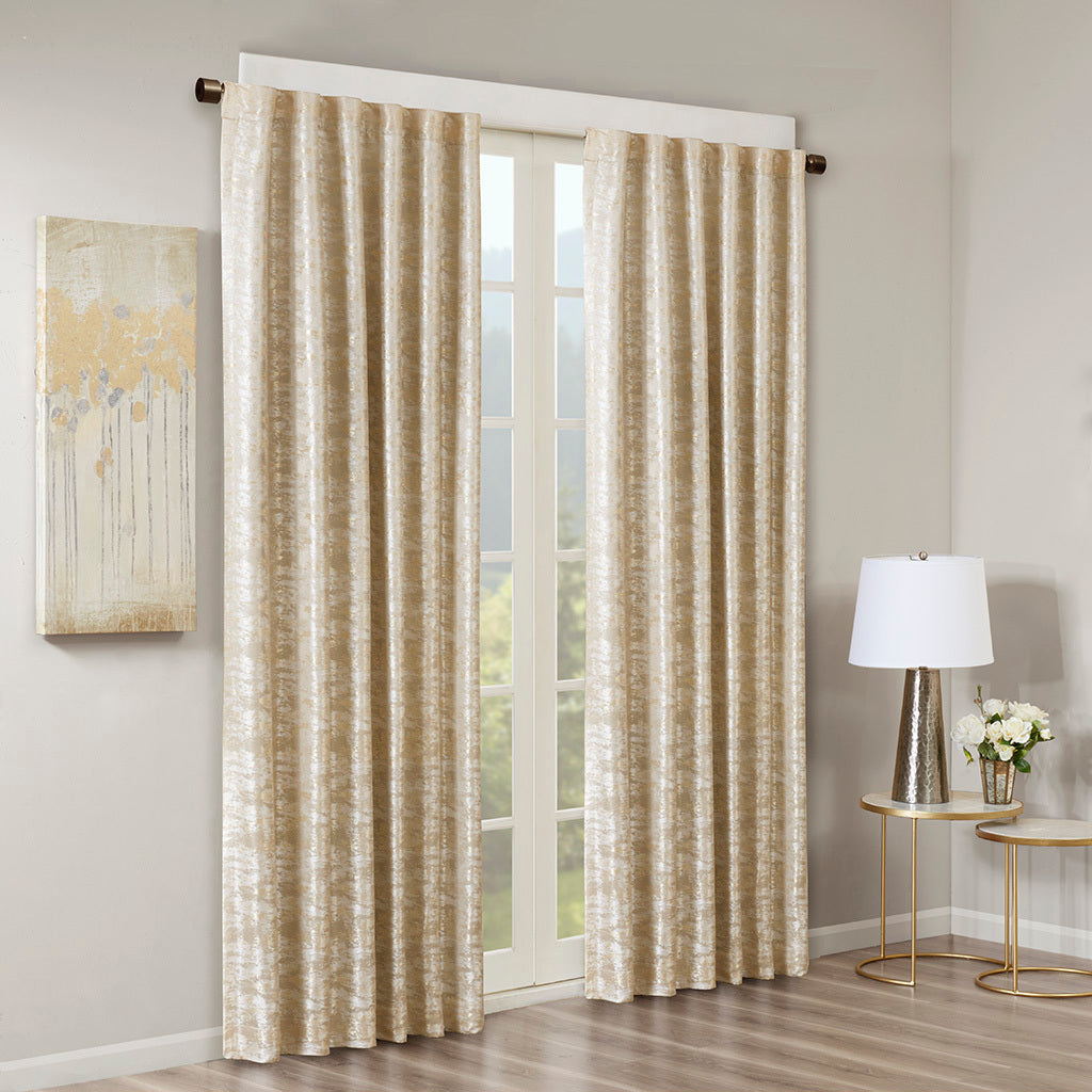 Jacquard lined total blackout rod pocket/back tab curtain panel (only 1 pc panel)