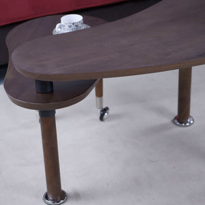 Rotatable Coffee Table With Solid Legs, 360 Degree Swivel, Waterproof - Walnut