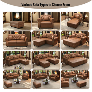 63" Upholstered Faux Leather Sofa with Nailhead Trim