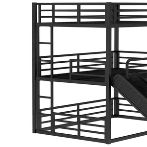 Full Over Full Over Full Bunk Bed with Slide