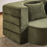 71-Inch Folding Sofa Bed in Green Plush Faux Fur