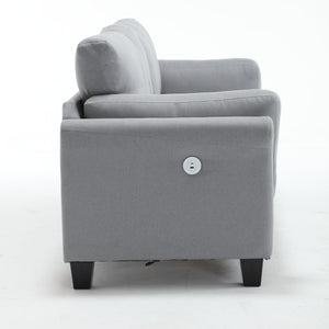 Modern Gray Sofa with Integrated USB and Type-C Charging