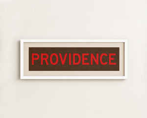 Framed Providence Brown and Red Bus Scroll