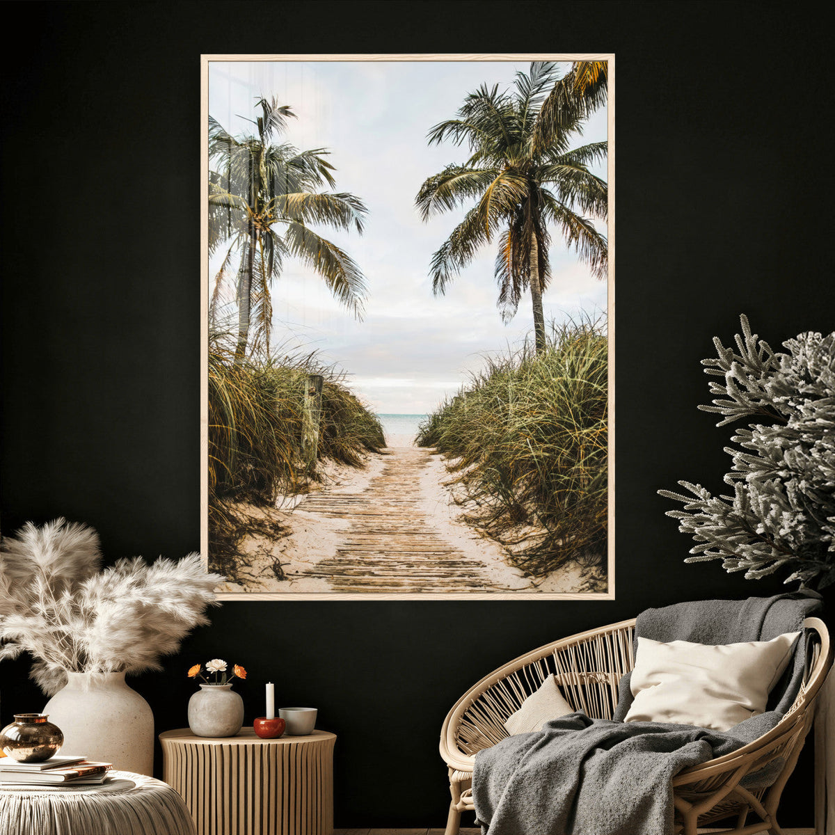 Tropical Palm Wall Art – Sandy Pathway Canvas Print, Ocean
